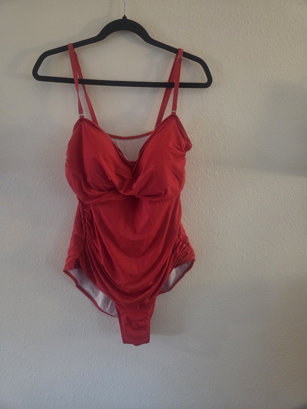 Red Draped One-Piece Swimsuit